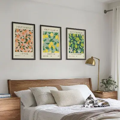 Fruity citrus flower wall art set floral fruit pattern print collection
