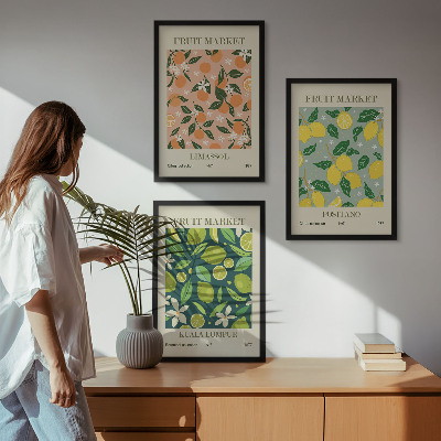 Wall art set Fruity citrus flower patterns