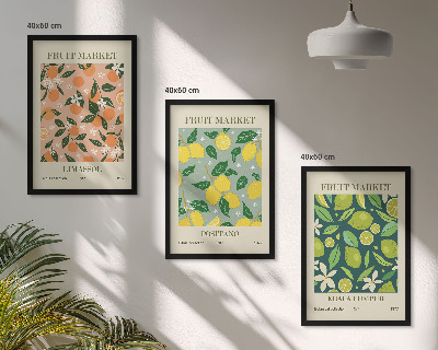 Wall art set Fruity citrus flower patterns