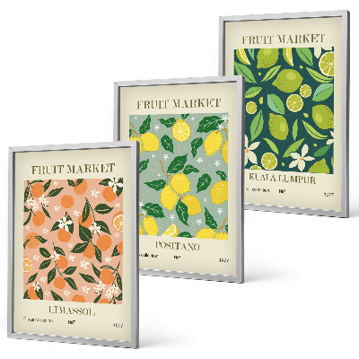 Wall art set Fruity citrus flower patterns