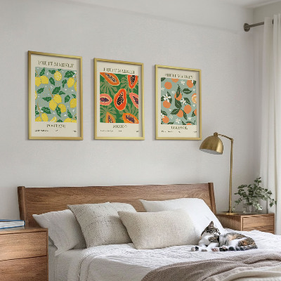 Three-piece wall art piece Fruit posters lemons papayas