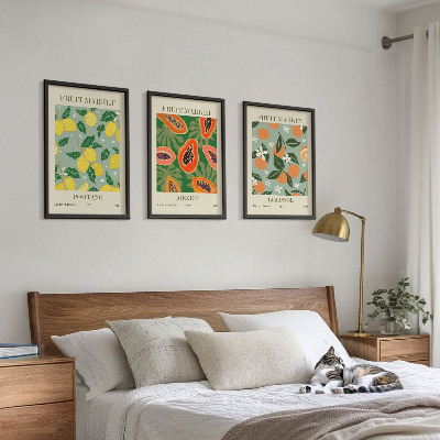 Three-piece wall art piece Fruit posters lemons papayas