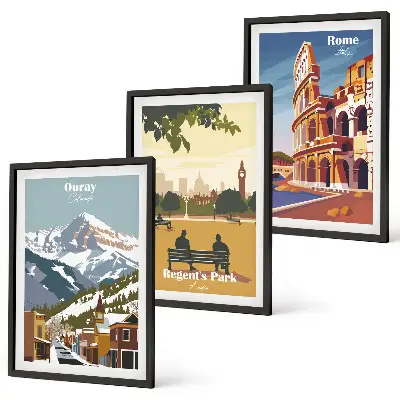 Wall art set featuring the Ouray Mountains and London Coliseum