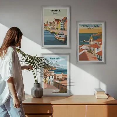 Wall art set Views of European coastal cities