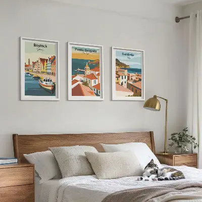 Wall art set Views of European coastal cities