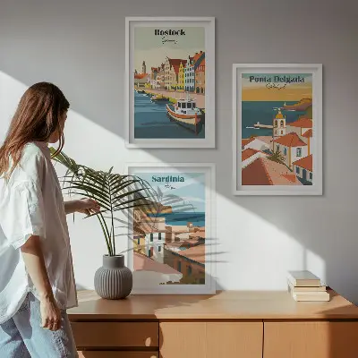 Wall art set Views of European coastal cities