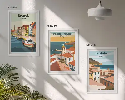 Wall art set Views of European coastal cities