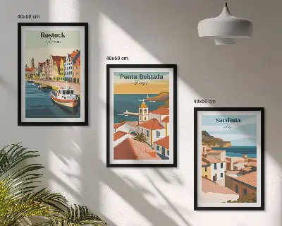 Wall art set Views of European coastal cities