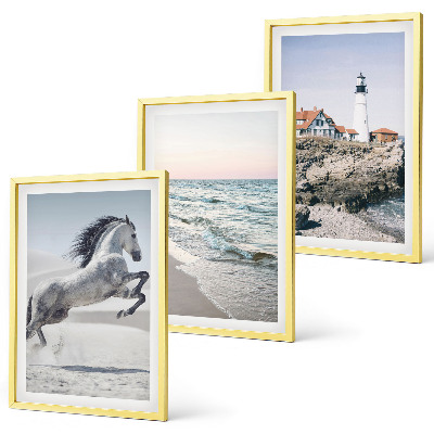 Wall art set Horses beach lighthouse waves