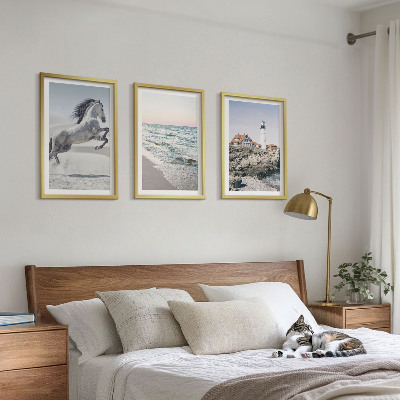 Wall art set Horses beach lighthouse waves