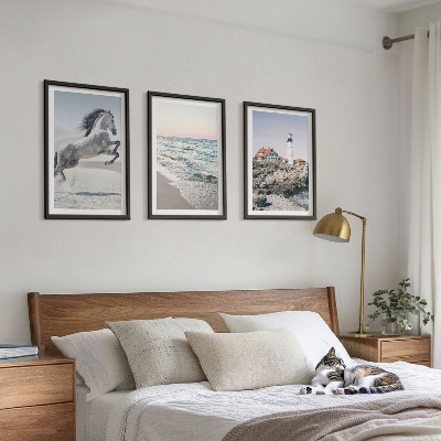 Wall art set Horses beach lighthouse waves