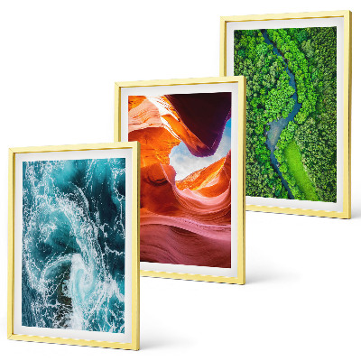 Three-piece wall art piece Water movement canyon green forest