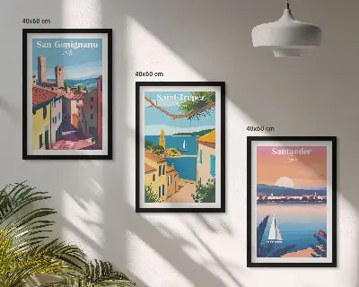 Wall art set Italian town landscapes