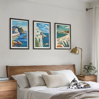 Three-piece coastal landscape wall art set scenic tourism photography prints