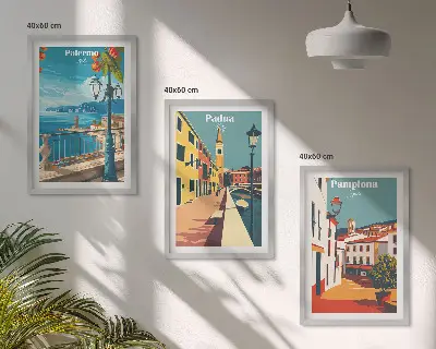 Wall art set Retro city illustrations