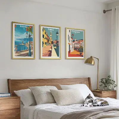 Wall art set Retro city illustrations