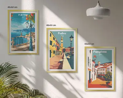 Wall art set Retro city illustrations