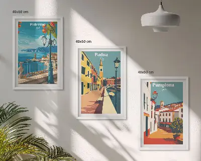 Wall art set Retro city illustrations