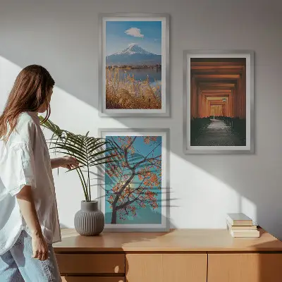 Wall art set featuring Japanese nature landscapes