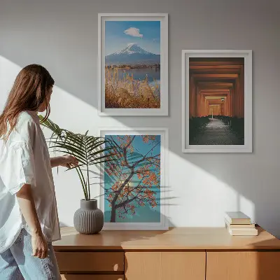 Wall art set featuring Japanese nature landscapes