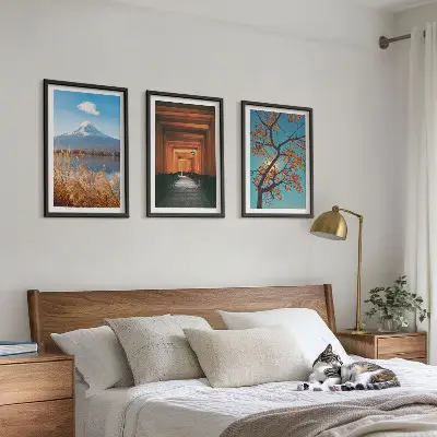 Wall art set featuring Japanese nature landscapes