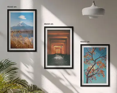 Wall art set featuring Japanese nature landscapes