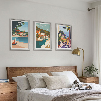 Wall art set Seaside town illustrations