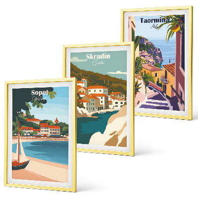 Wall art set Seaside town illustrations