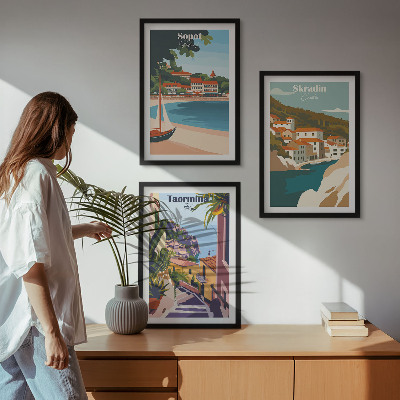Wall art set Seaside town illustrations