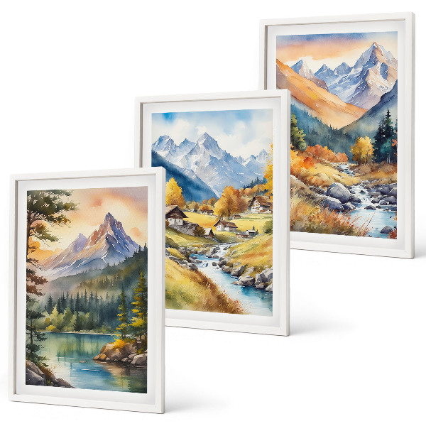 Wall art set Mountain landscape with a river