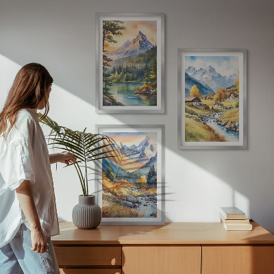 Wall art set Mountain landscape with a river