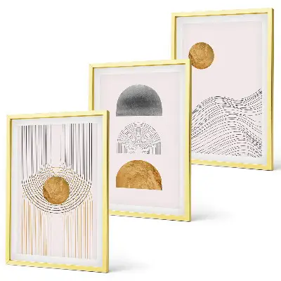 Three-piece abstract wall art in beige and gray
