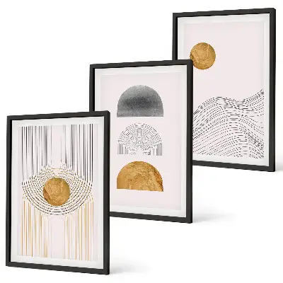 Three-piece abstract wall art in beige and gray