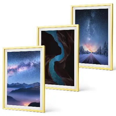 Night sky mountain winter landscape wall art set of 3 framed pieces