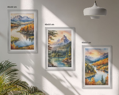 Wall art set Mountain landscapes with a river
