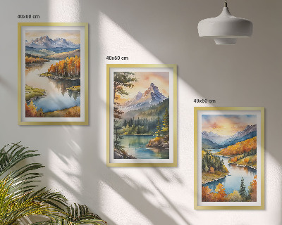 Wall art set Mountain landscapes with a river