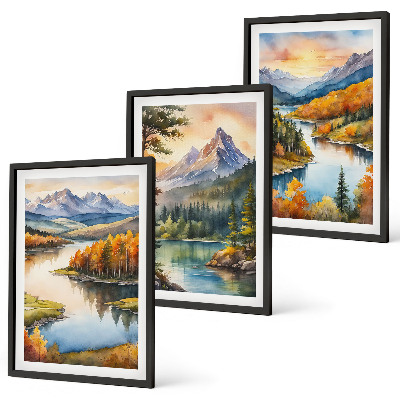 Wall art set Mountain landscapes with a river