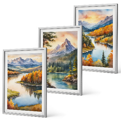 Wall art set Mountain landscapes with a river