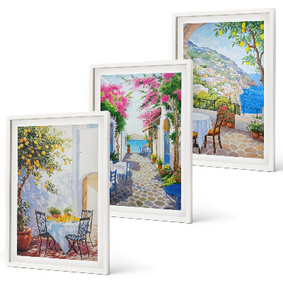 Three-piece wall art piece Charming streets, plants, sea