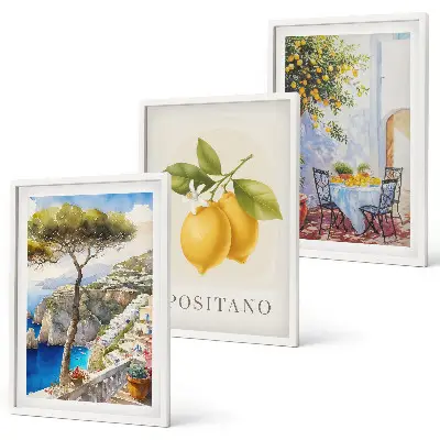 Views of Positano with lemons framed wall art set of 3 pieces