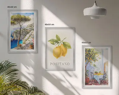 Views of Positano with lemons framed wall art set of 3 pieces