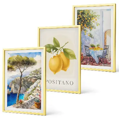 Views of Positano with lemons framed wall art set of 3 pieces