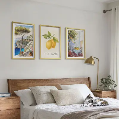 Views of Positano with lemons framed wall art set of 3 pieces