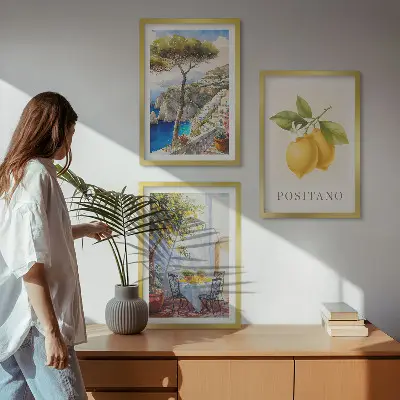 Views of Positano with lemons framed wall art set of 3 pieces