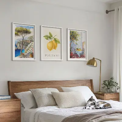 Views of Positano with lemons framed wall art set of 3 pieces