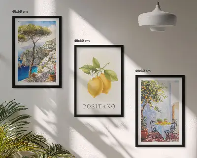 Views of Positano with lemons framed wall art set of 3 pieces