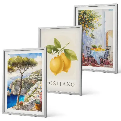Views of Positano with lemons framed wall art set of 3 pieces