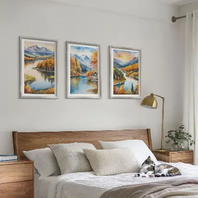 Autumn mountain landscapes wall art set 