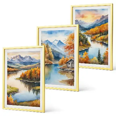 Autumn mountain landscapes wall art set 