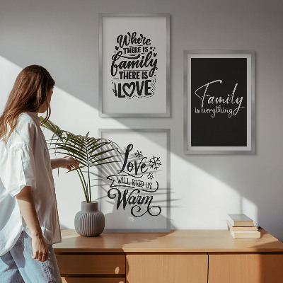 Three-piece wall art piece Family, love, warmth, home